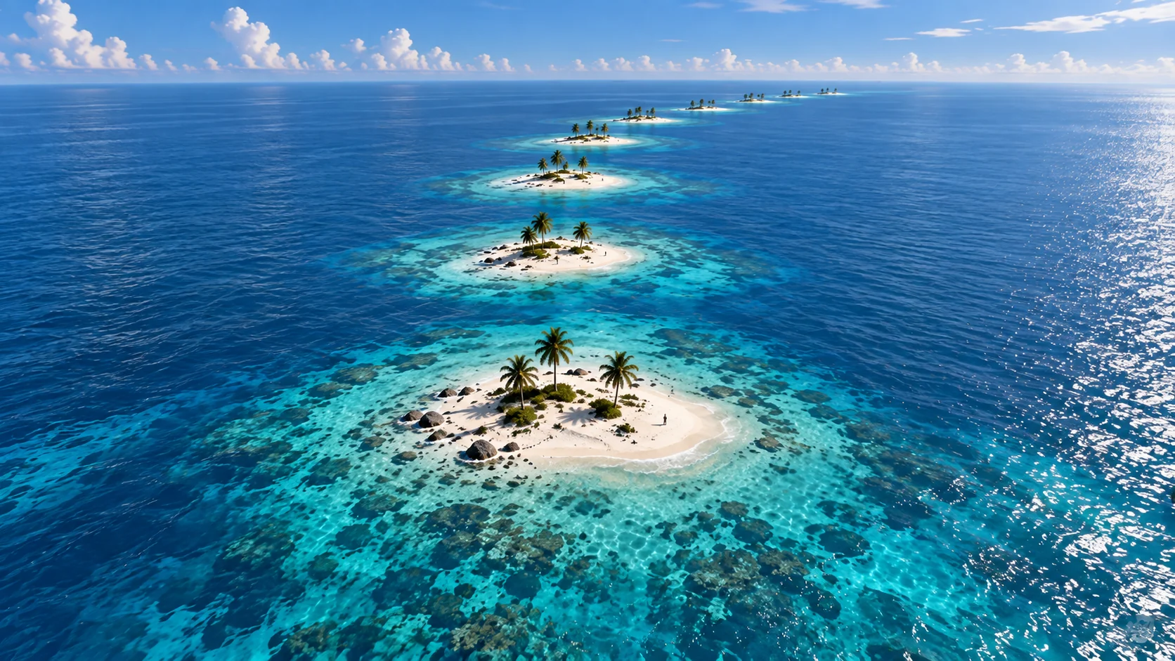 A chain of small tropical starter islands